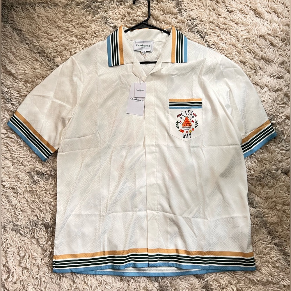 CasaBlanca Silk Cuban Collar Shirt